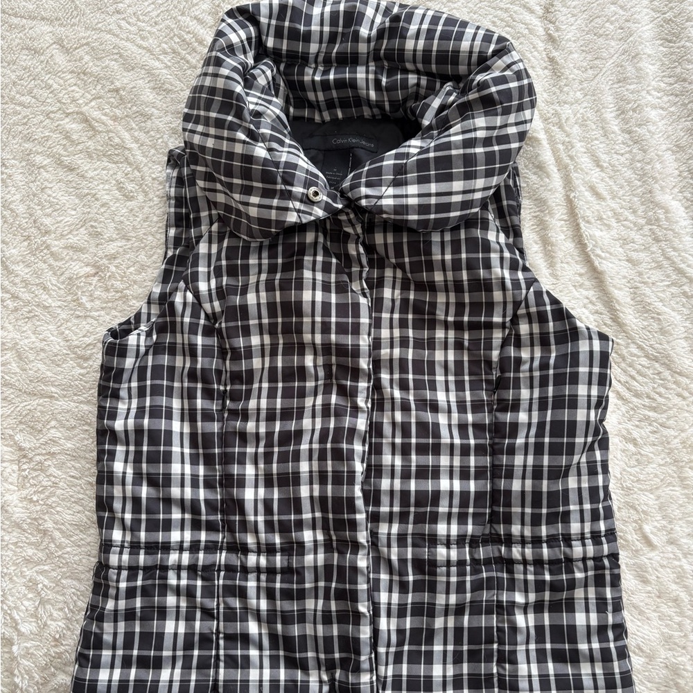 Calvin Klein Jeans Black and White Plaid Vest